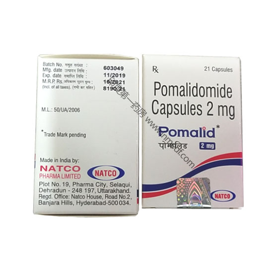 Pomalid印度泊马度胺(pomalidomide)NATCO/2mg*21