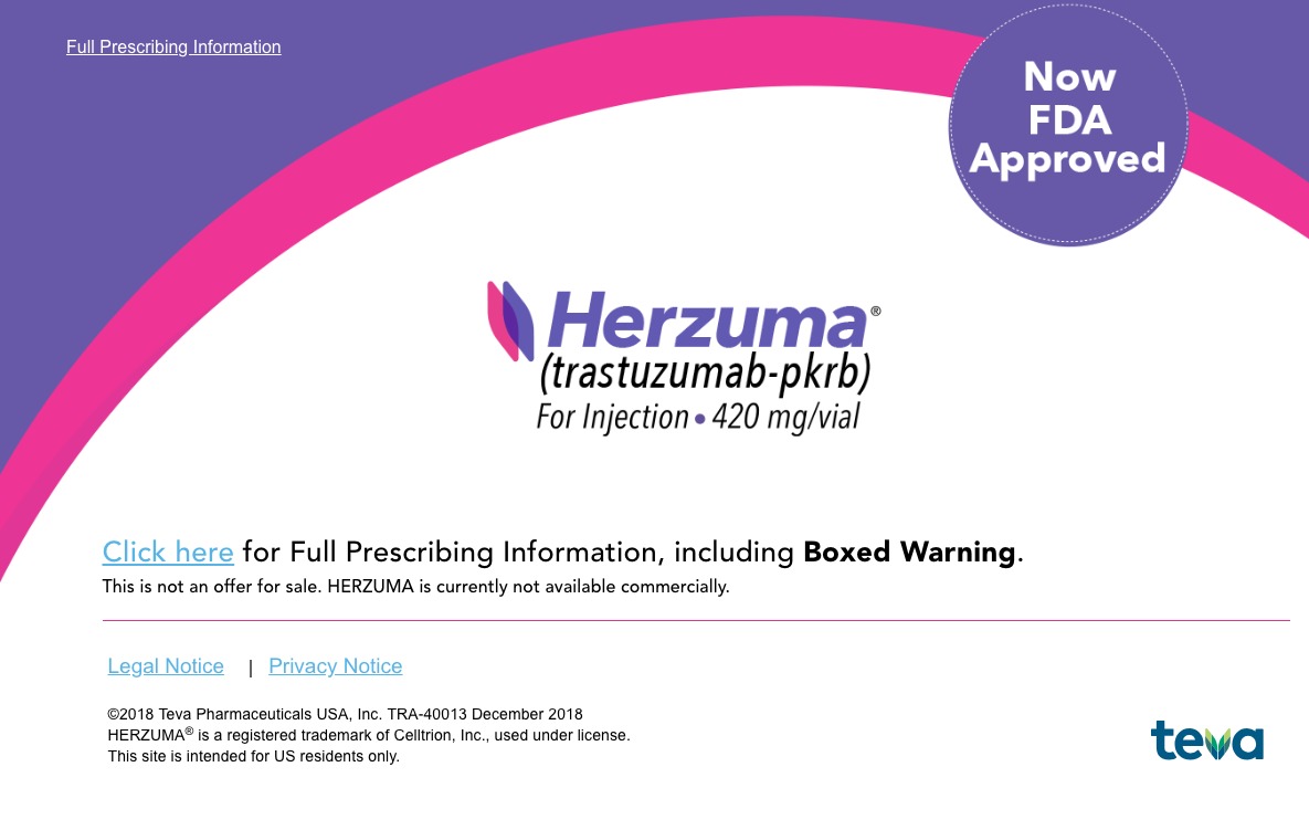 Herzuma trastuzumab-pkrb中心说明书与